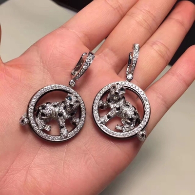 Diamonds 18K Gold Earrings Jewelry PanthèRe De  White Gold Emeralds Jade Onyx