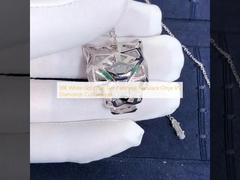 맞춤화된 18K 화이트 골드 차 층 판테레 목걸이 칠흑 VS 다이아몬드