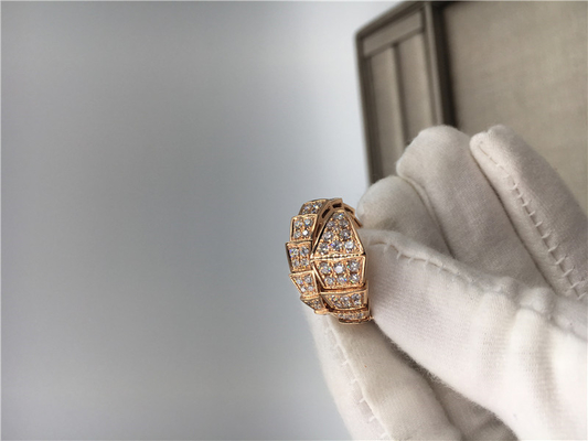 Luxury Jewelry Serpenti Ring 18K Gold Ring With Full Pavé Diamonds AN855116