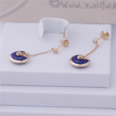 Xs Model Yellow Gold Amulette De Cartier Earrings Lapis Lazuli