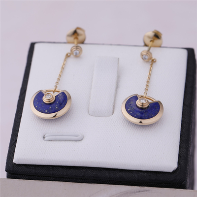 Xs Model Yellow Gold Amulette De Cartier Earrings Lapis Lazuli