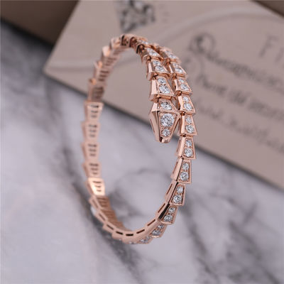 품질  Luxury Closet Rose Gold Bracelet Serpenti Viper one-coil full diamond Snake Bangle 353792 공장