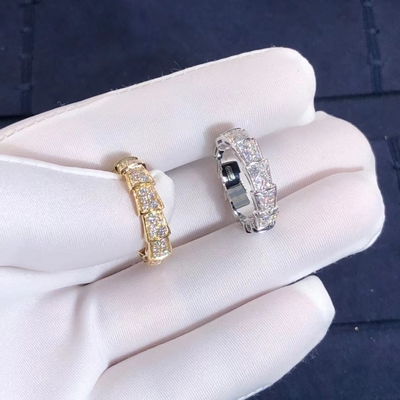 공장은 블가리 세르펜티 독사 반지 18k 금을 만들고 진짜 다이아몬드가 금을 상승시켰습니다