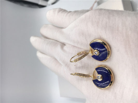 품질 다이아몬드를 가진 청금석 귀걸이, Handmade 작은 모델 18K 금 귀걸이 공장