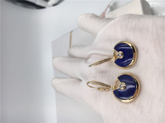 품질 다이아몬드를 가진 청금석 귀걸이, Handmade 작은 모델 18K 금 귀걸이 공장