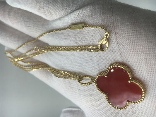 품질 빨간 꽃 모양을 가진 LongVan Cleef Arpels 18K 금 목걸이 다이아몬드 없음 공장