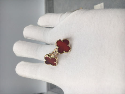 품질 carnelian를 가진 밴 Cleef Arpels 포도 수확 알람브라 궁전 귀걸이 18k 황금 공장
