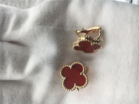 품질 carnelian를 가진 밴 Cleef Arpels 포도 수확 알람브라 궁전 귀걸이 18k 황금 공장