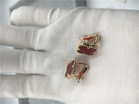 품질 carnelian를 가진 밴 Cleef Arpels 포도 수확 알람브라 궁전 귀걸이 18k 황금 공장