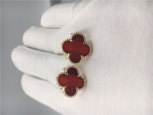 품질 carnelian를 가진 밴 Cleef Arpels 포도 수확 알람브라 궁전 귀걸이 18k 황금 공장
