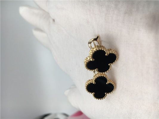 품질 오닉스 벌금 보석을 가진 밴 Cleef Arpels 포도 수확 알람브라 궁전 귀걸이 18k 황금 공장