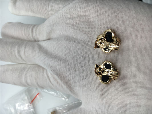품질 오닉스 벌금 보석을 가진 밴 Cleef Arpels 포도 수확 알람브라 궁전 귀걸이 18k 황금 공장