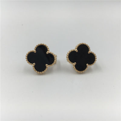 품질 오닉스 벌금 보석을 가진 밴 Cleef Arpels 포도 수확 알람브라 궁전 귀걸이 18k 황금 공장