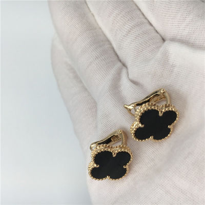 품질 오닉스 벌금 보석을 가진 밴 Cleef Arpels 포도 수확 알람브라 궁전 귀걸이 18k 황금 공장