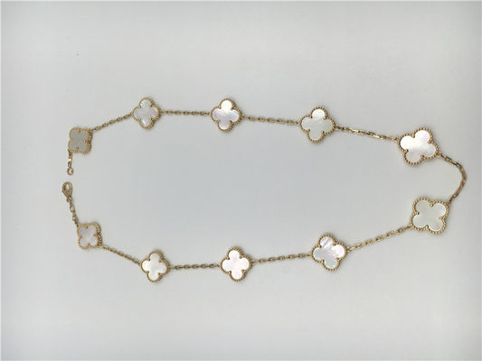품질 백색 자개 밴 Cleef Arpels 알람브라 궁전 목걸이 18k 황금 공장