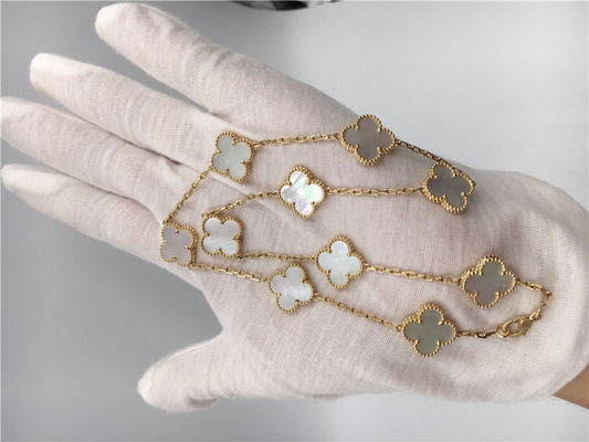 품질 백색 자개 밴 Cleef Arpels 알람브라 궁전 목걸이 18k 황금 공장