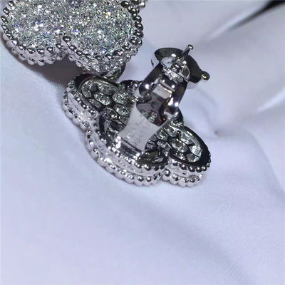 품질 밴 Cleef Arpels 마술 알람브라 궁전 귀걸이 18k 화이트 골드 및 둥근 다이아몬드 공장