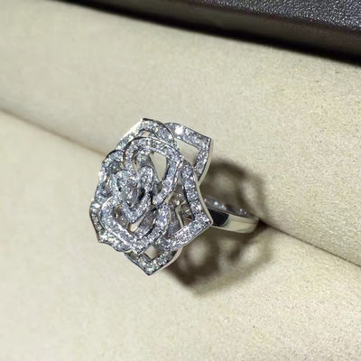 품질 Piaget 로즈 반지 상한 주문 보석 18K 화이트 골드는 다이아몬드로 놓았습니다 공장
