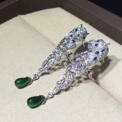 품질 18K 화이트 골드 다이아몬드 귀걸이,  오닉스와 판테레 귀걸이 공장