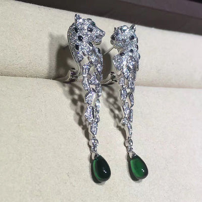 품질 18K 화이트 골드 다이아몬드 귀걸이,  오닉스와 판테레 귀걸이 공장