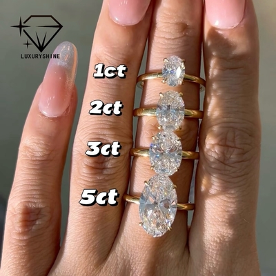 럭셔리샤인 오벌 컷 VVS2/VS1 랩 그로운 다이아몬드 1-5CT 솔리테어 링 18K 솔리드 골드 맞춤 주얼리 IGI 인증 포함
