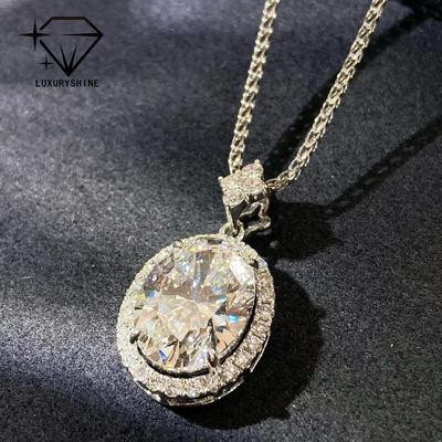 18K 골드 오벌 랩 그로운 다이아몬드 펜던트 VVS1-VS1 0.3-3.0ct